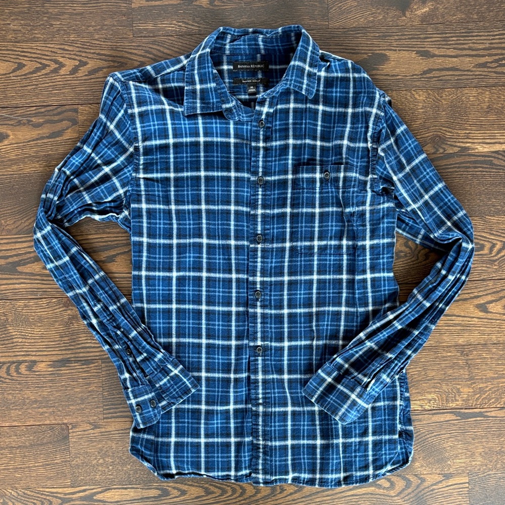 Men's Navy Flannel Button Down